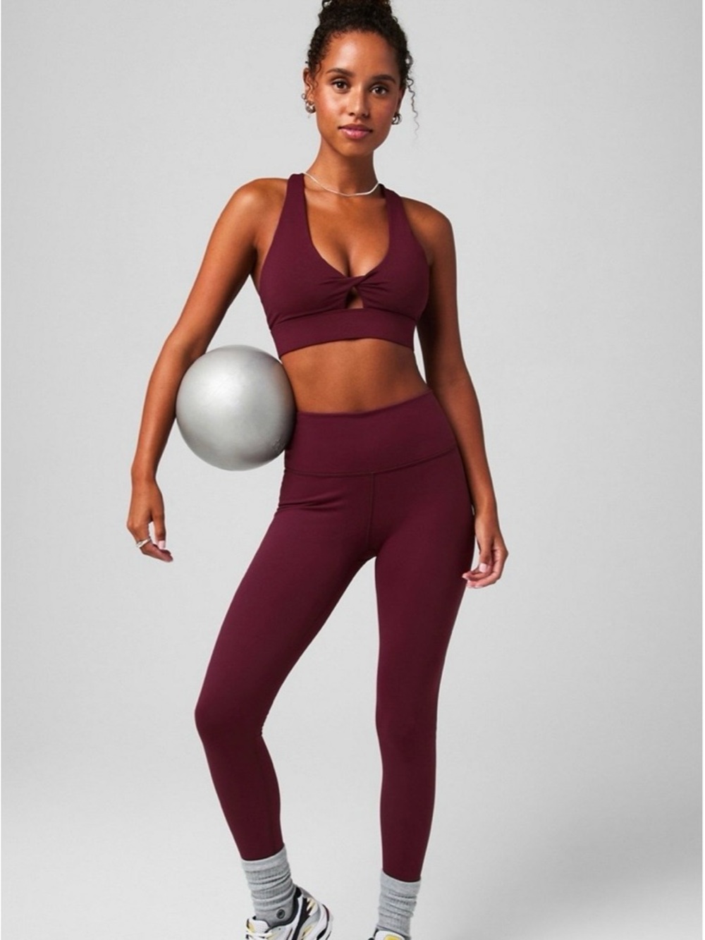 NWT Fabletics high waist Define 7/8 leggings Merlot (medium) - Picture 4 of 5